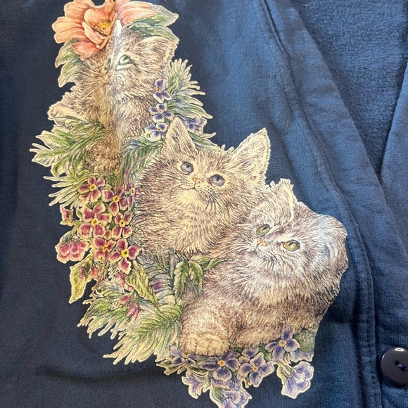 Vintage cotton cat lady sweatshirt cardigans size L/XL Made in the USA. - Picture 8 of 8